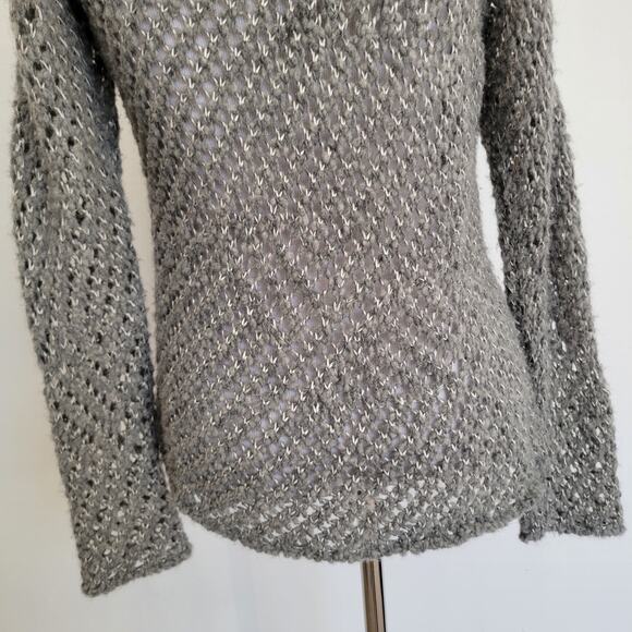 Eileen Fisher Eco Pebble Ash Cardigan Wool Alpaca Open Knit Gray Women Medium - Picture 8 of 12